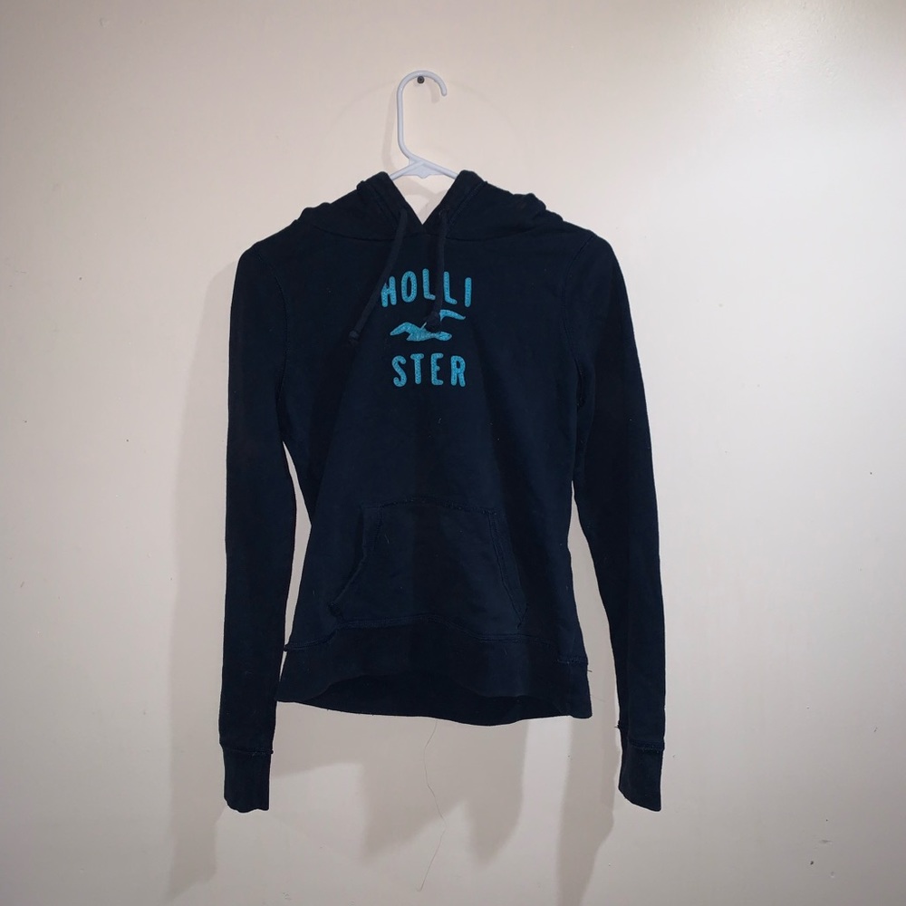 Hollister Navy Fitted Hoodie Woman Size M